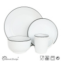 16PCS ROUND MATTE WITH BLACK RIM CERAMIC DINNER SET